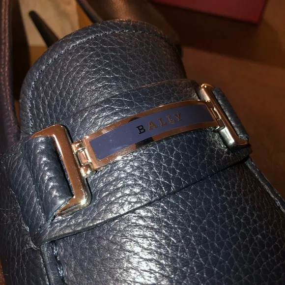 🆕 BALLY Blue Drulio Leather Loafers NAVY size 10