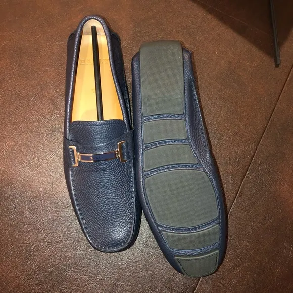 🆕 BALLY Blue Drulio Leather Loafers NAVY size 10