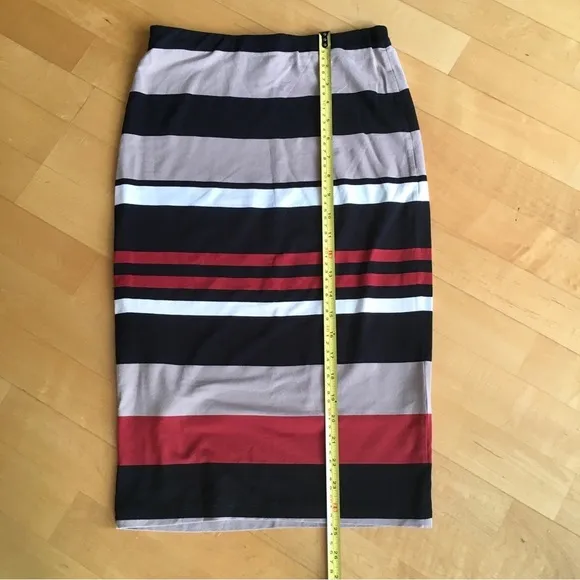 🌺 Bobeau Retro Striped Pencil Skirt, Black, Orange, Cream, Size XS