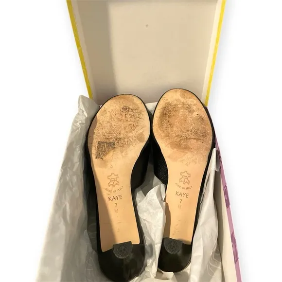 🖤 Brighton Kaye Kitten-Heel Sandals | Black Patent | 7
