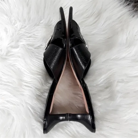 🖤 Brighton Kaye Kitten-Heel Sandals | Black Patent | 7
