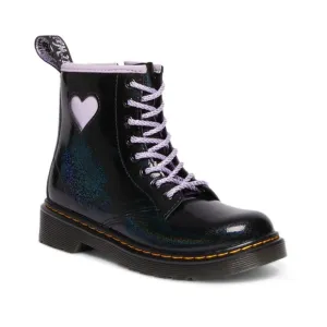 • Dr. Martens • Girls 1460 Softy Heart T Lace &amp; Zip Up Boots Black &amp; Purple 7