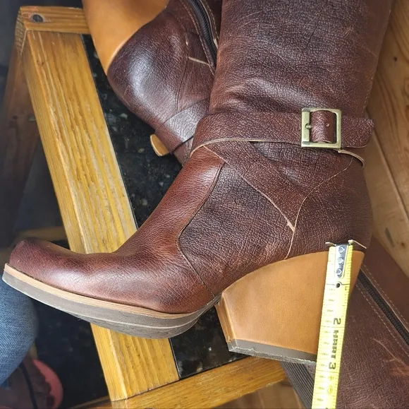 ❤️ Kork-Ease Natali knee high tall brown real leather boots ankle buckle Size 7M