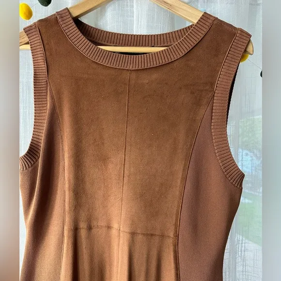 🤎 NEW New York &amp; company sleeveless brown stretch bodycon panel dress L
