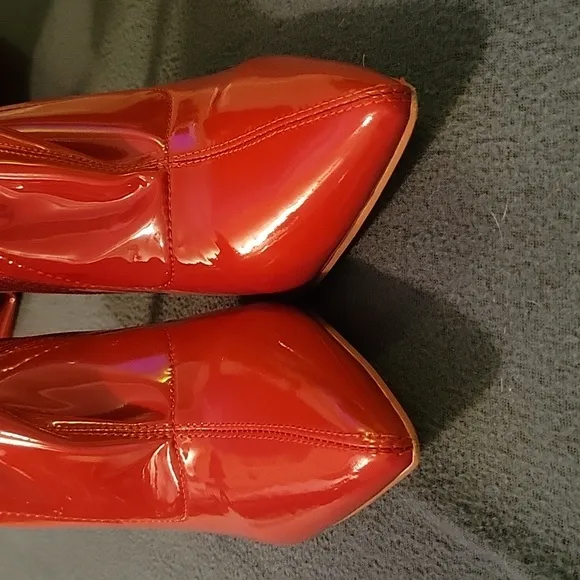 ❤️ NWOB PATENT LEATHER RED THIGH HIGH BOOTS SIZE 11