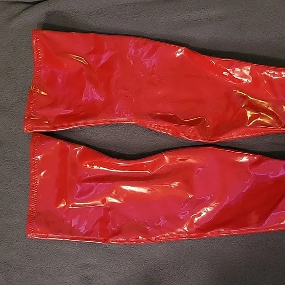 ❤️ NWOB PATENT LEATHER RED THIGH HIGH BOOTS SIZE 11