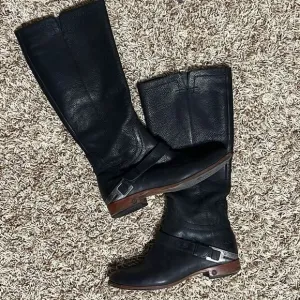 🔥🔥 Ugg Womens Channing Riding Boot Black Pebbled Leather Zip Up 15” Boots Sz 6