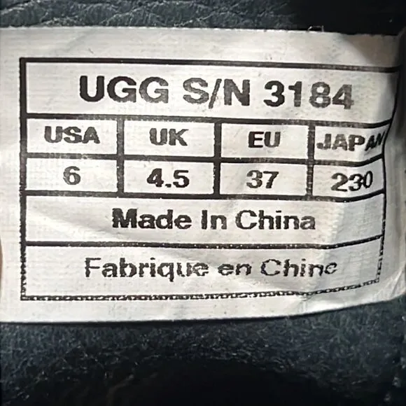 🔥🔥 Ugg Womens Channing Riding Boot Black Pebbled Leather Zip Up 15” Boots Sz 6
