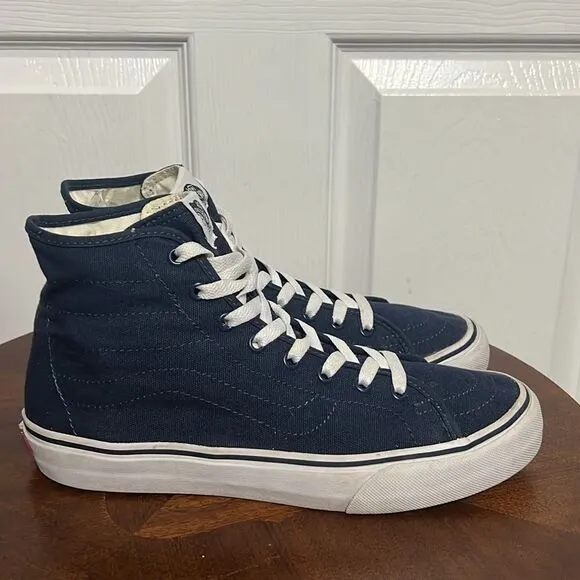🔥🔥 VANS OLD SKOOL SK8 Hi Canvas Navy Sneakers - Men 8 / Women 9.5 - EXCELLENT
