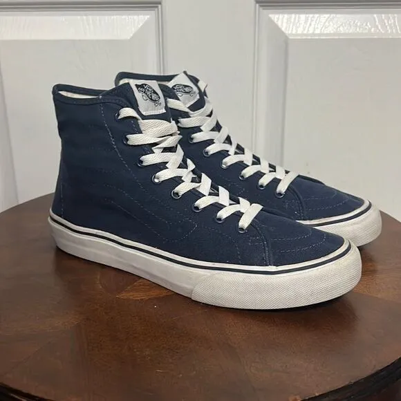 🔥🔥 VANS OLD SKOOL SK8 Hi Canvas Navy Sneakers - Men 8 / Women 9.5 - EXCELLENT