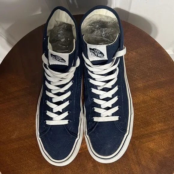 🔥🔥 VANS OLD SKOOL SK8 Hi Canvas Navy Sneakers - Men 8 / Women 9.5 - EXCELLENT