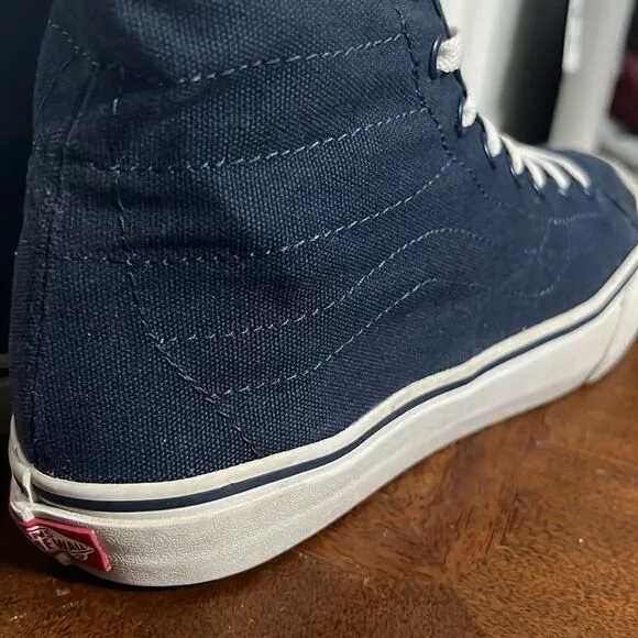 🔥🔥 VANS OLD SKOOL SK8 Hi Canvas Navy Sneakers - Men 8 / Women 9.5 - EXCELLENT