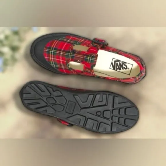 🔥 VANS STYLE 93 PLAID MARY JANE SNEAKER IN PLAID RED/BLACK Size 6 Men 7.5 Women