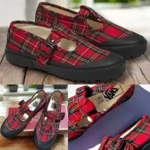 🔥 VANS STYLE 93 PLAID MARY JANE SNEAKER IN PLAID RED/BLACK Size 6 Men 7.5 Women