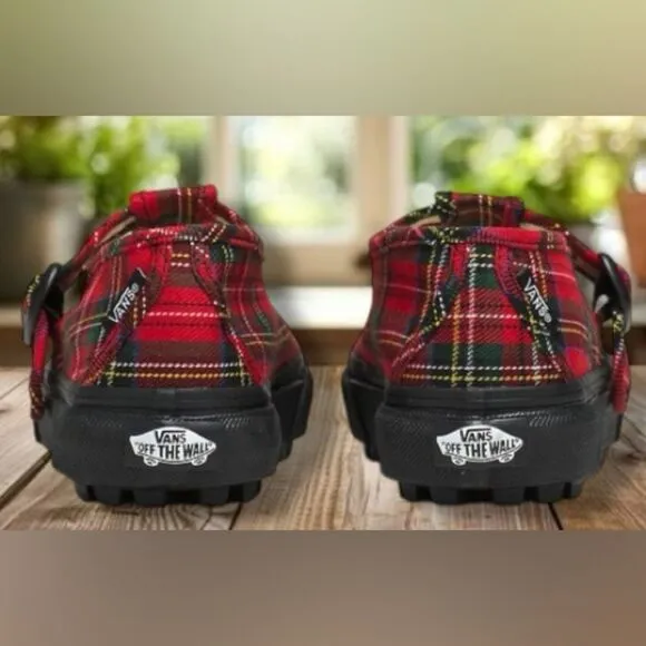 🔥 VANS STYLE 93 PLAID MARY JANE SNEAKER IN PLAID RED/BLACK Size 6 Men 7.5 Women