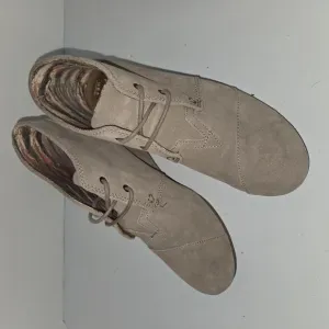 036 TOMS Desert Pull-On Lace Up Geige Suede Wedge Heel Ankle Boots Size 9.5W