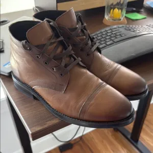 12.5 men’s Cadet boots Brown Chukka Boots with Cap Toe and Lace-Up Design