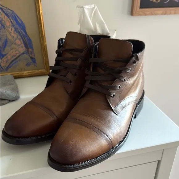 12.5 men’s Cadet boots Brown Chukka Boots with Cap Toe and Lace-Up Design