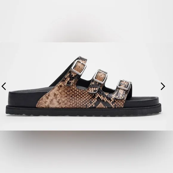 1774 Birkenstock Florida Snake-Embossed Trio Slide Sandals | size 40 (9.5)