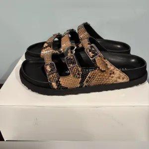1774 Birkenstock Florida Snake-Embossed Trio Slide Sandals | size 40 (9.5)