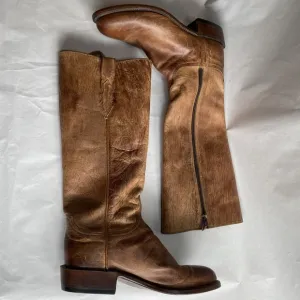 1883 By Lucchese Riding Boots Tall Brown Zip N8750 Size 9 Run Small Please Read