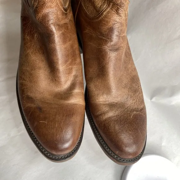 1883 By Lucchese Riding Boots Tall Brown Zip N8750 Size 9 Run Small Please Read