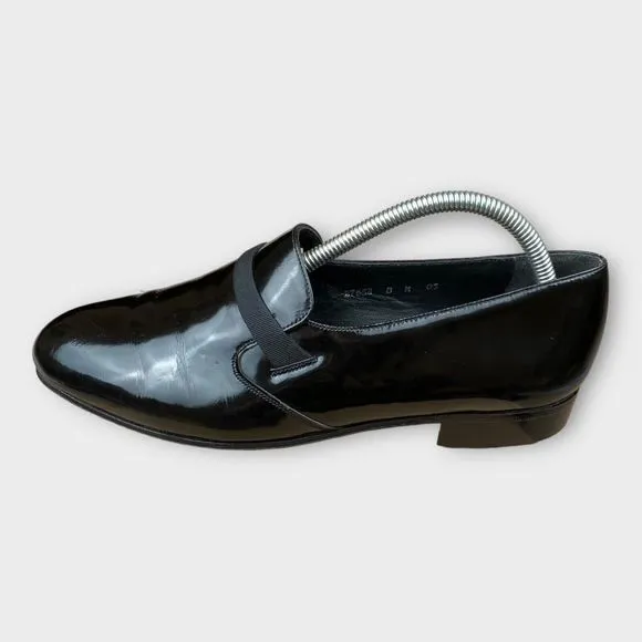 $195 Bally Men's 8 M Tuxedo Loafers Slip On Black Leather Fashion II France