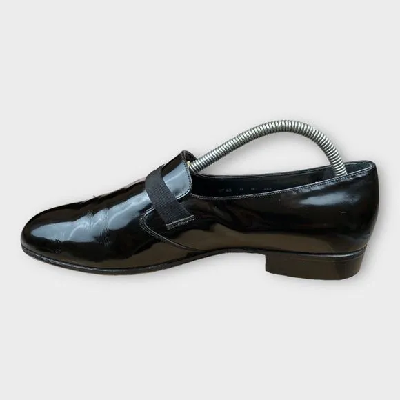 $195 Bally Men's 8 M Tuxedo Loafers Slip On Black Leather Fashion II France