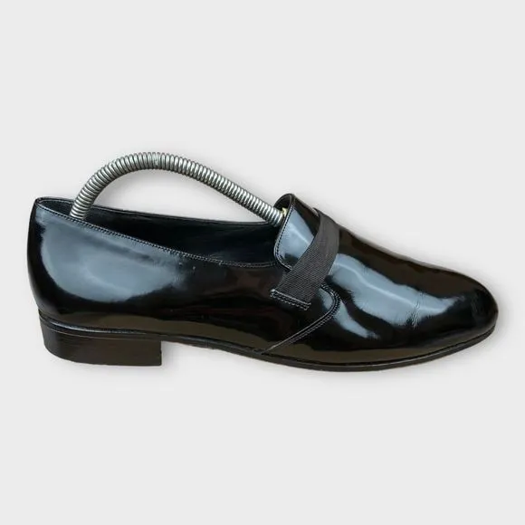 $195 Bally Men's 8 M Tuxedo Loafers Slip On Black Leather Fashion II France