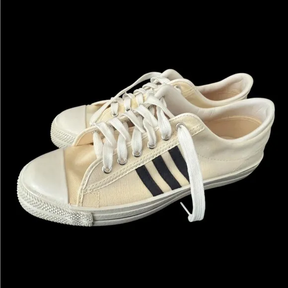 1970'S VINTAGE MEN'S MATT ANDREWS CANVAS BLUE STRIPE SNEAKERS SIZE 10 EXCELLENT