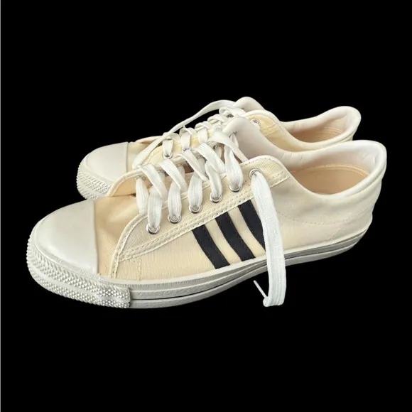 1970'S VINTAGE MEN'S MATT ANDREWS CANVAS BLUE STRIPE SNEAKERS SIZE 10 EXCELLENT
