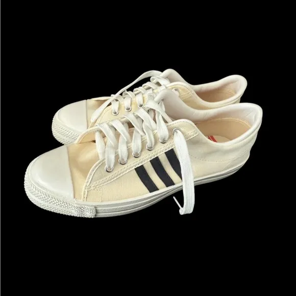 1970'S VINTAGE MEN'S MATT ANDREWS CANVAS BLUE STRIPE SNEAKERS SIZE 10 EXCELLENT