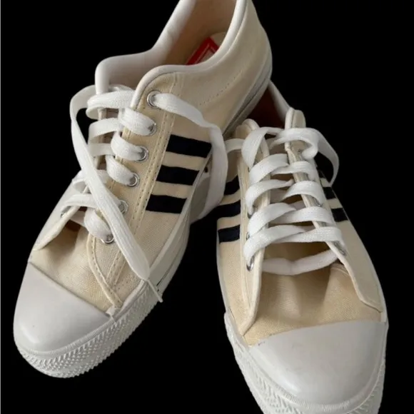 1970'S VINTAGE MEN'S MATT ANDREWS CANVAS BLUE STRIPE SNEAKERS SIZE 10 EXCELLENT