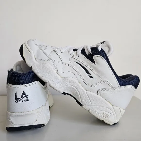 1996 LA Gear Women’s White Workout Walking Trainers Split Leather Sneakers 7.5
