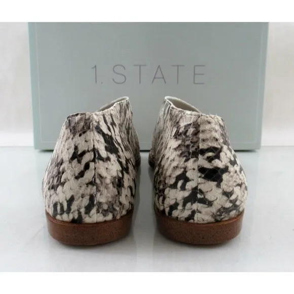 1.State Celvin Slide D'Orsay Flat Sandals Roccia Snake Print Leather Size 7