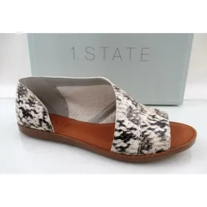 1.State Celvin Slide D'Orsay Flat Sandals Roccia Snake Print Leather Size 7