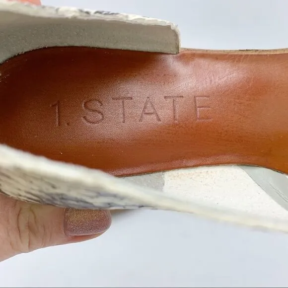 1.State Celvin Slide D'Orsay Flat Slip-On Sandals Roccia Snake Print Leather