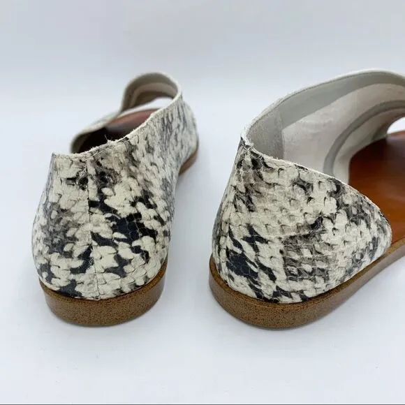 1.State Celvin Slide D'Orsay Flat Slip-On Sandals Roccia Snake Print Leather