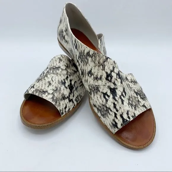 1.State Celvin Slide D'Orsay Flat Slip-On Sandals Roccia Snake Print Leather