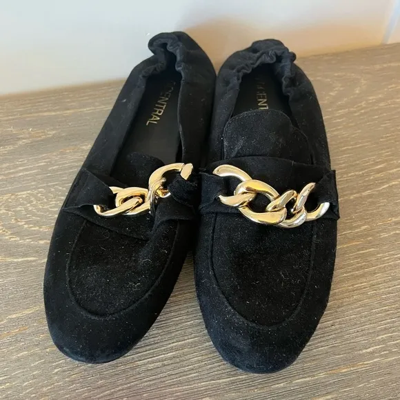 275 Central Black Suede Claudia Slip On Ballet Loafers