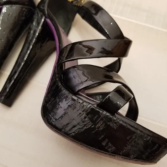 {37.5} Miu Miu Prada Black Strappy Leather Sandal