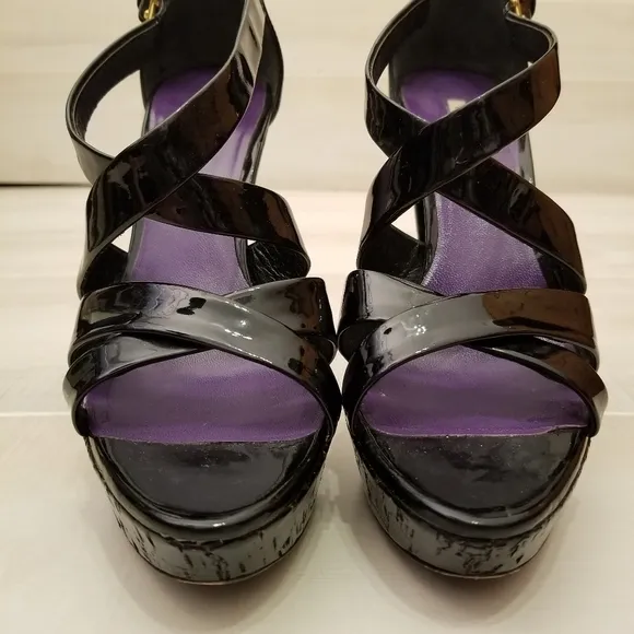 {37.5} Miu Miu Prada Black Strappy Leather Sandal