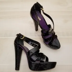 {37.5} Miu Miu Prada Black Strappy Leather Sandal