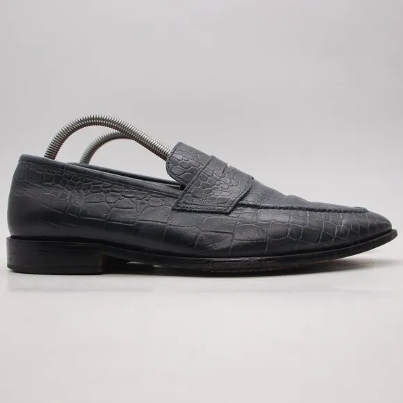 3D-M Lifestyle Navy Loafers Men's UK 8.5 Crocodile Embossed Slip-On