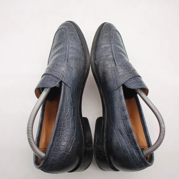 3D-M Lifestyle Navy Loafers Men's UK 8.5 Crocodile Embossed Slip-On