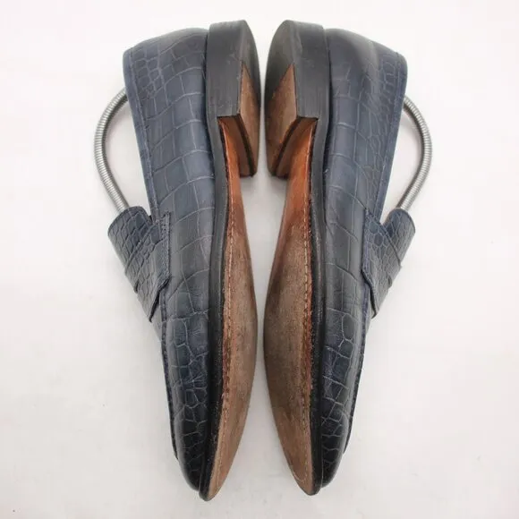 3D-M Lifestyle Navy Loafers Men's UK 8.5 Crocodile Embossed Slip-On