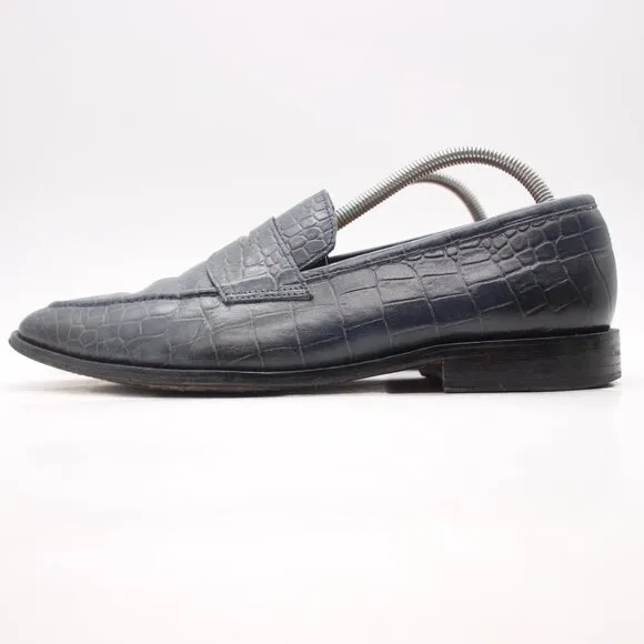 3D-M Lifestyle Navy Loafers Men's UK 8.5 Crocodile Embossed Slip-On