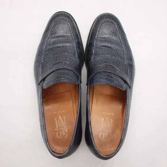 3D-M Lifestyle Navy Loafers Men's UK 8.5 Crocodile Embossed Slip-On