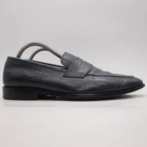 3D-M Lifestyle Navy Loafers Men's UK 8.5 Crocodile Embossed Slip-On