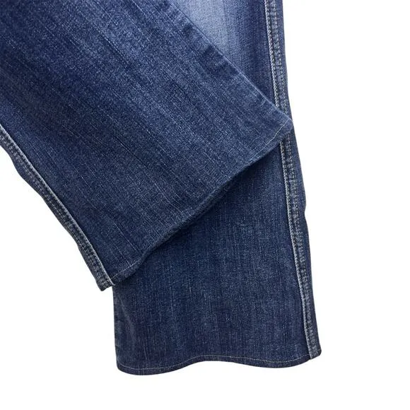 7 For All Mankind “A” Pocket Low-Rise Bootcut Jeans 26 Distressed Dark Wash